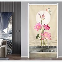 Amazon｜中華風 のれん 暖簾 花柄 鯉 蓮の葉 玉 柄 四季通用